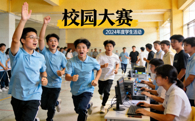 校园大赛精彩瞬间 - 学生活动现场激烈竞争画面